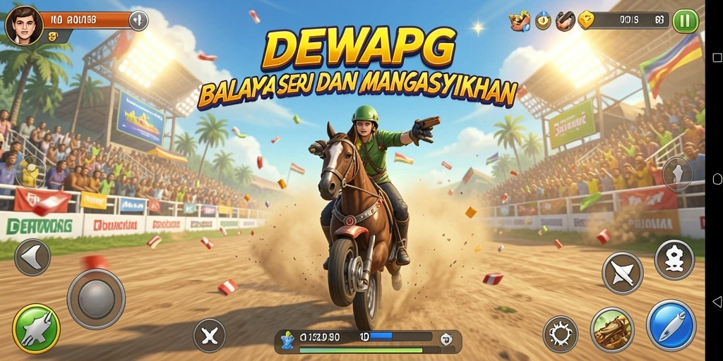 Screenshot DEWAPG menampilkan aksi balapan yang seru.