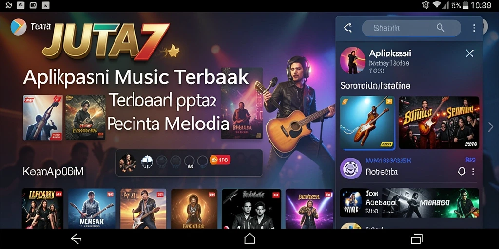 Tangkapan layar utama JUTA7 dengan gameplay musik yang menarik.