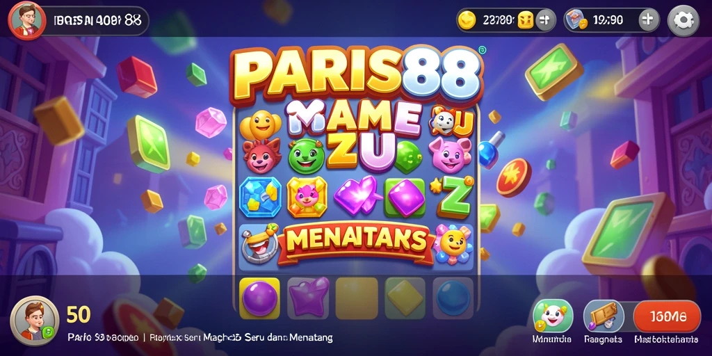 Tampilan gameplay menarik dalam PARIS88 dengan mekanisme Match-3.