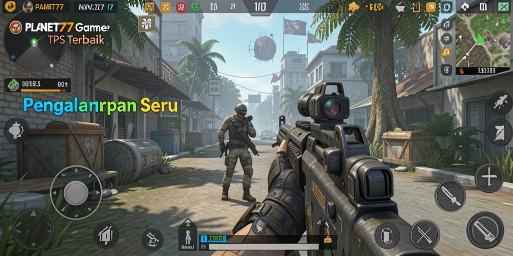 Screenshot PLANET77 menunjukkan aksi seru dalam gameplay TPS.