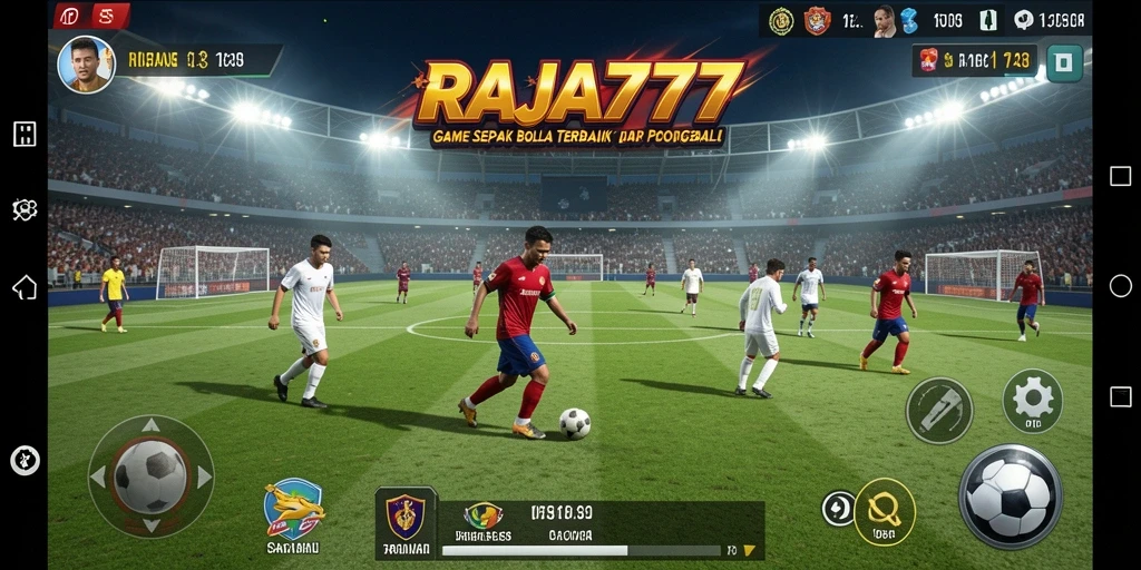 Screenshot gameplay RAJA777 yang menampilkan aksi seru sepak bola.